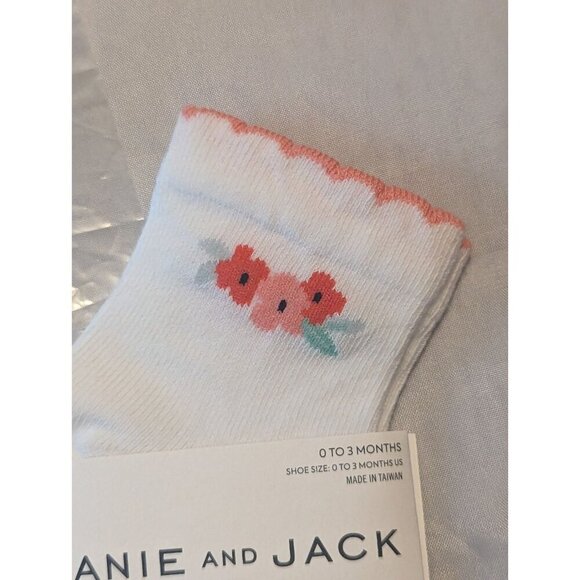 NWT Janie And Jack Flower Socks Girls 0-3 Months White Knit Scalloped Trim (1078 - Picture 5 of 10